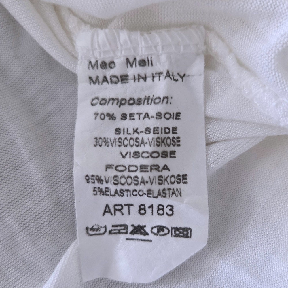 Meo Meli White Silk Blend Italia Poncho Top Made in Italy Layered Blouse OS - Picture 7 of 7